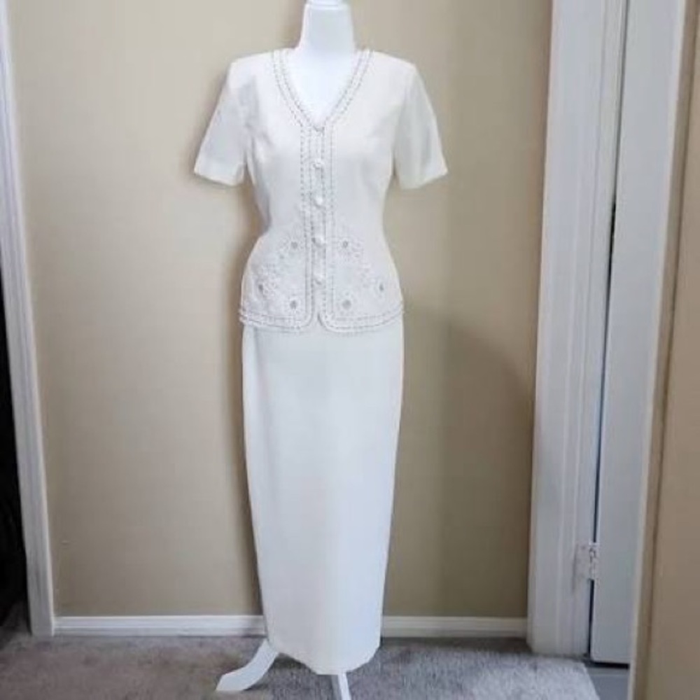 R&M Richards by Karen Xwong Ivory Suit - jacket and long skirt